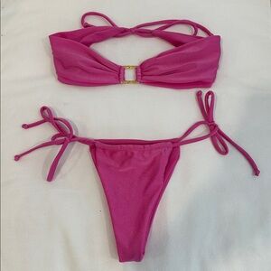 Pink Bandeau Bikini Set